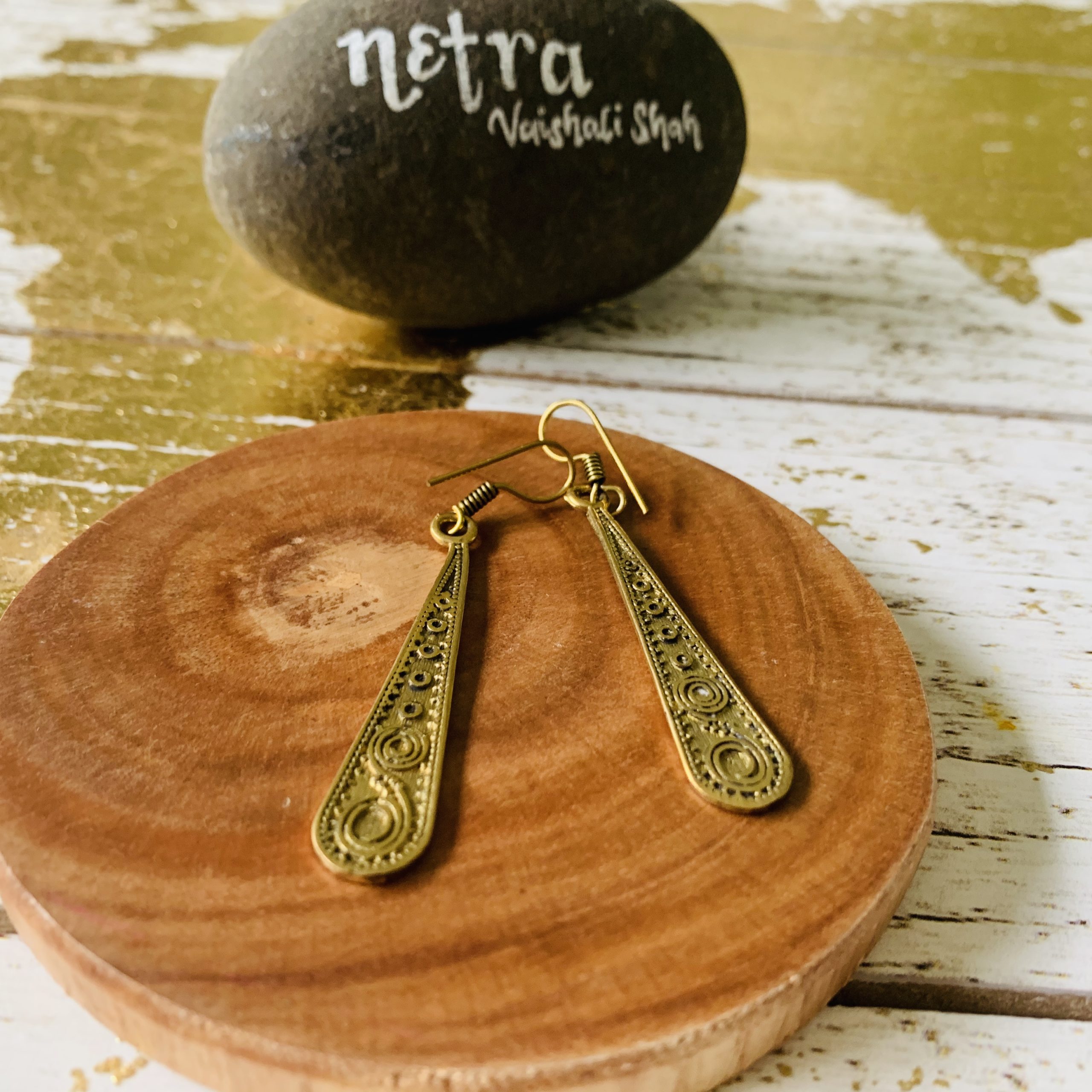 Contemporay Oxidized gold earrings - NetraDesignSolutions